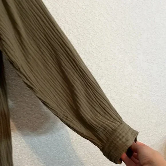 A+ Anthropologie Maeve olive cotton gauze long sleeve tunic mini dress. Sz. 20W - Picture 5 of 10